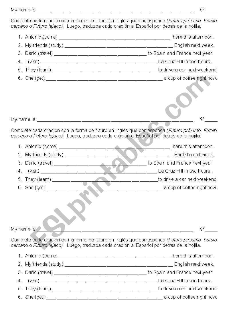 future tense worksheet