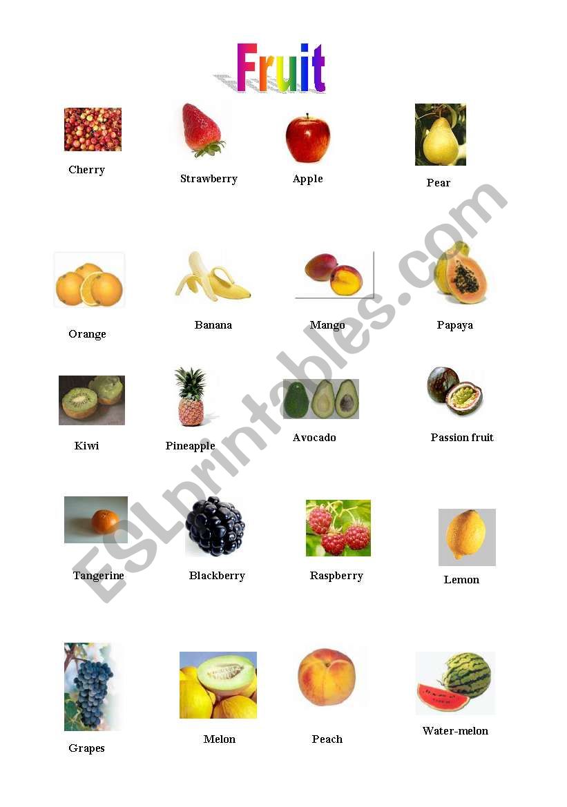 Fruit worksheet