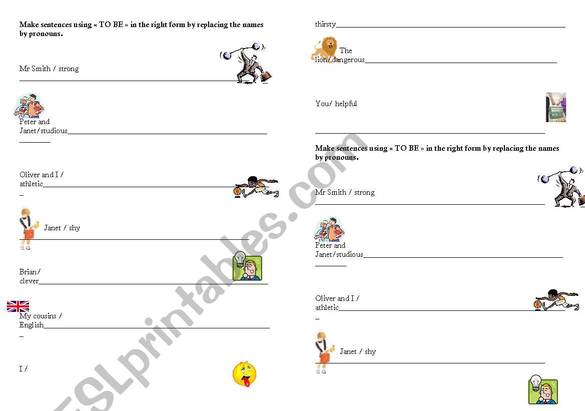 To BE simple present + pronouns exercise