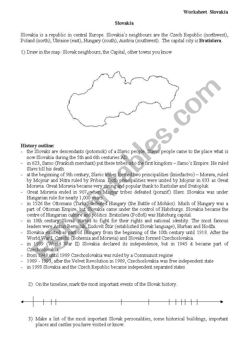 Slovakia worksheet