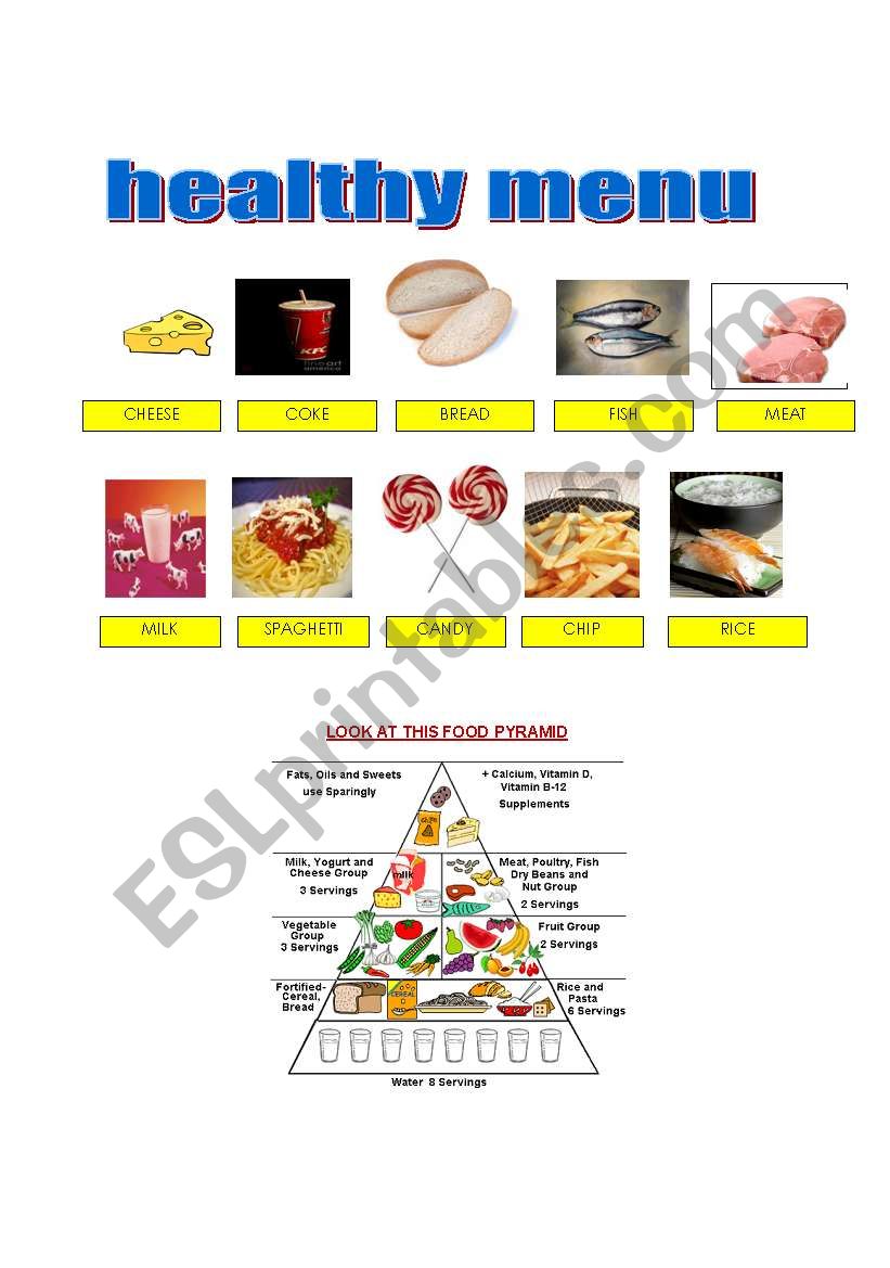 EATING HEALTHILY worksheet