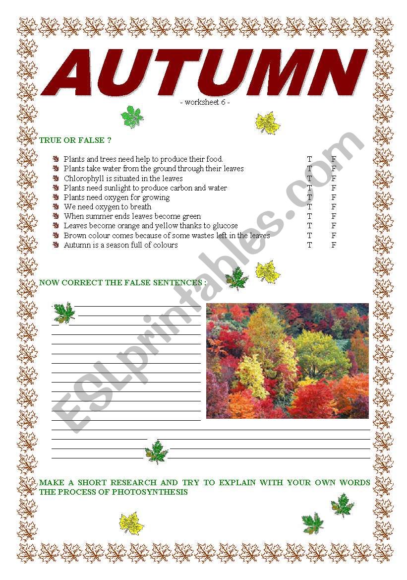 AUTUMN worksheet