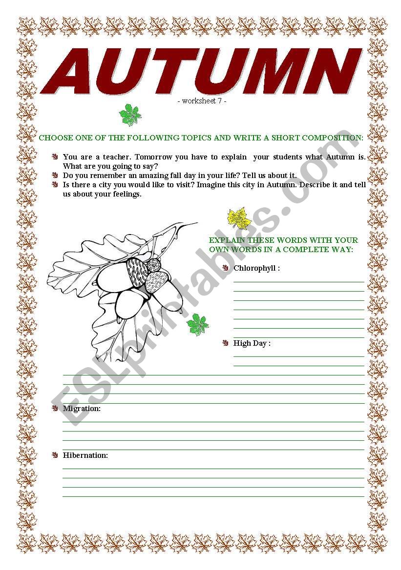 AUTUMN worksheet