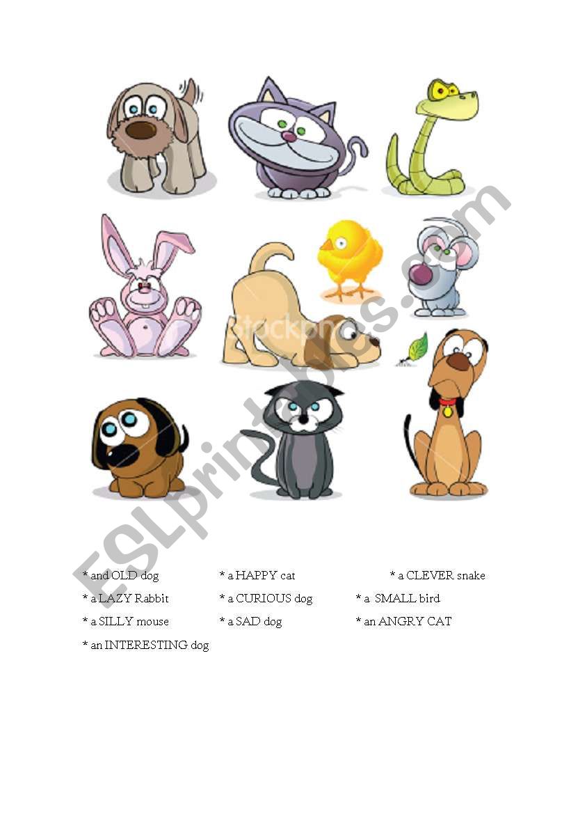 adjectives and animals worksheet