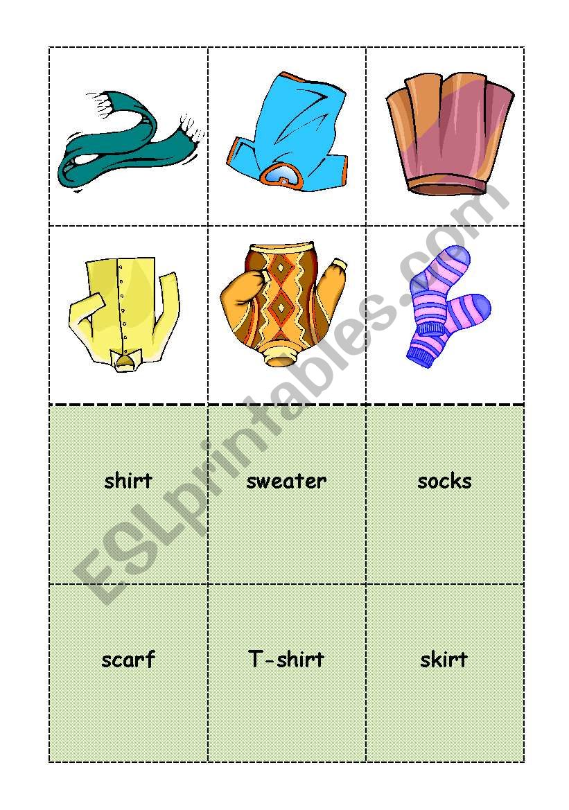 BINGO CLOTHES student cards 3/7