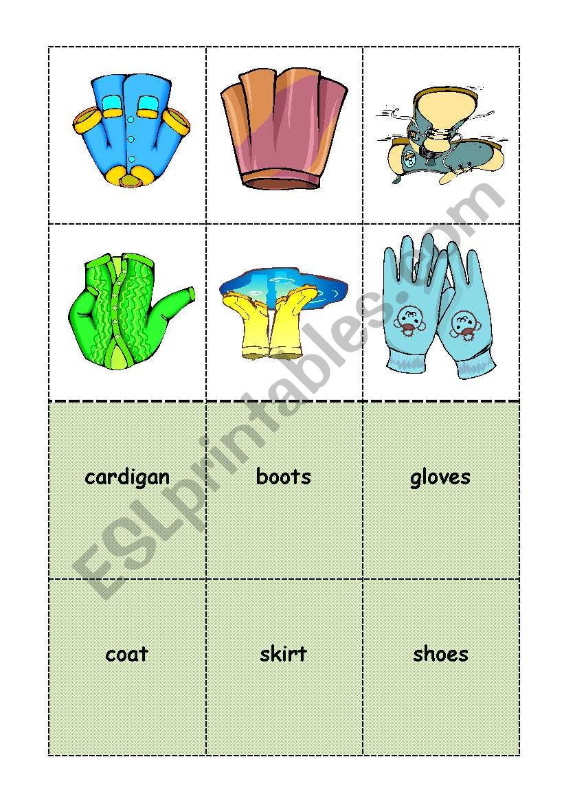 BINGO CLOTHES student cards 4/6