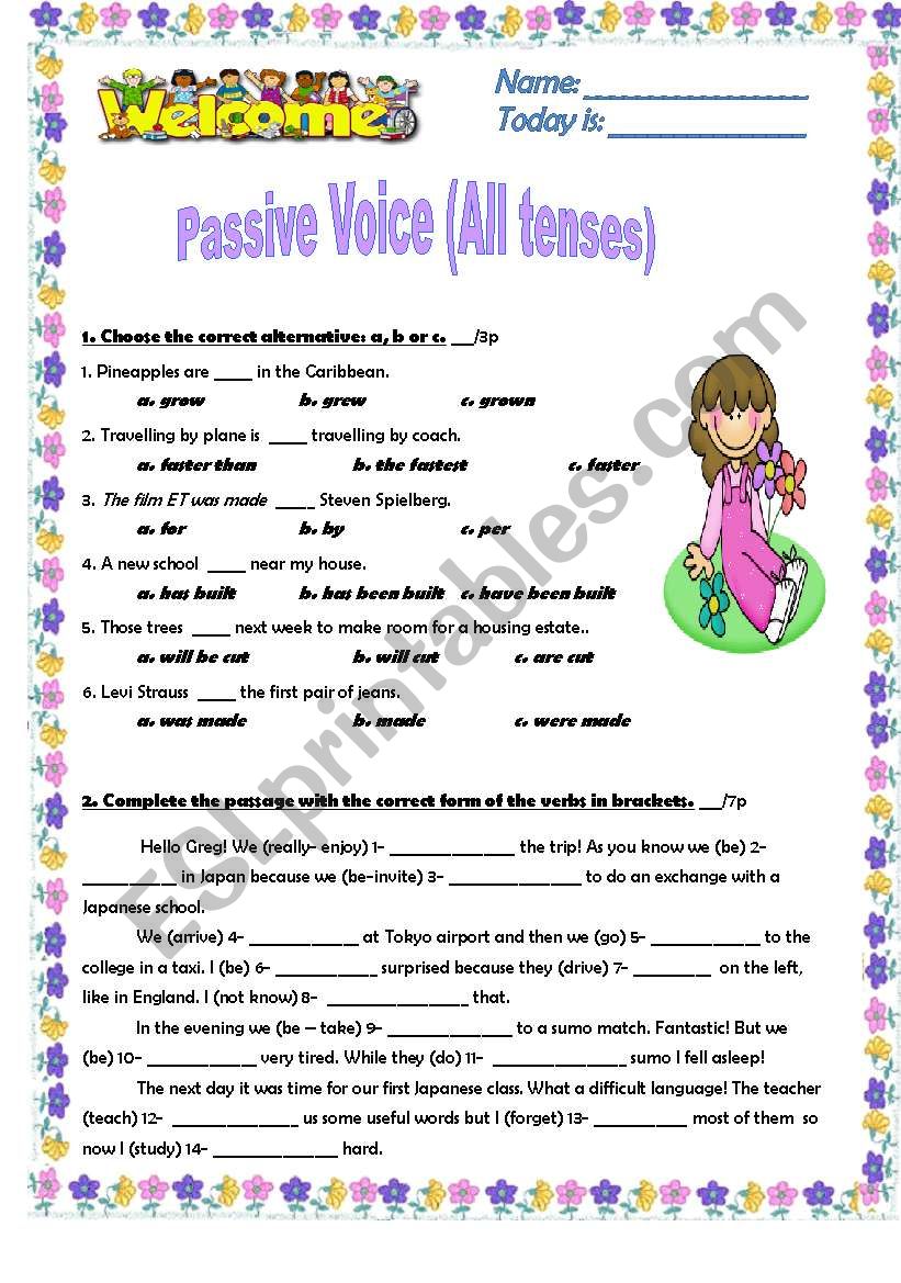 PASSIVE VOICE ALL TENSES ESL Worksheet By Rainbow 02