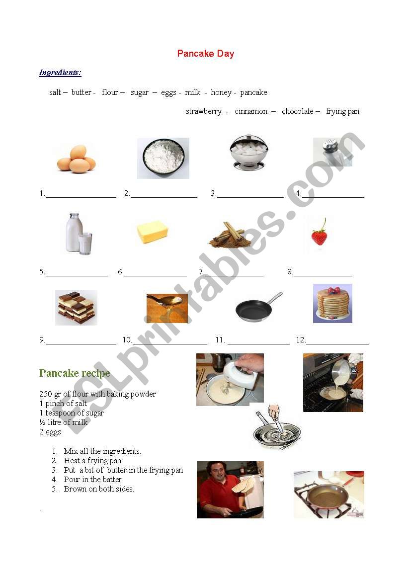 pancake day worksheet