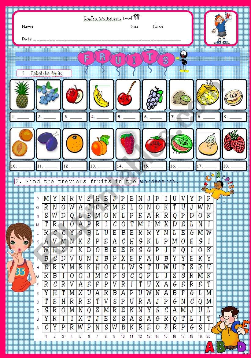 Fruits worksheet