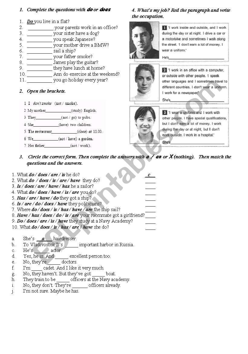 Present Simple exesrcises worksheet