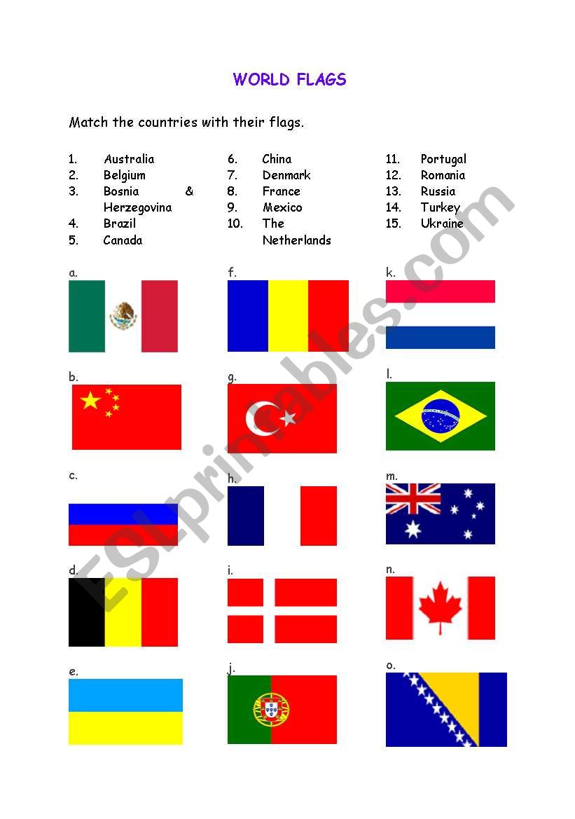 World Flags worksheet