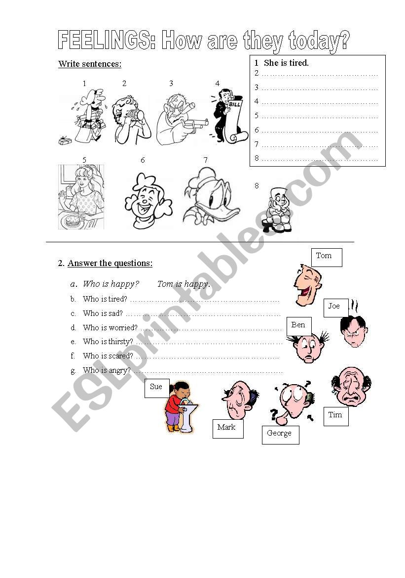 Feelings: How are they today? worksheet