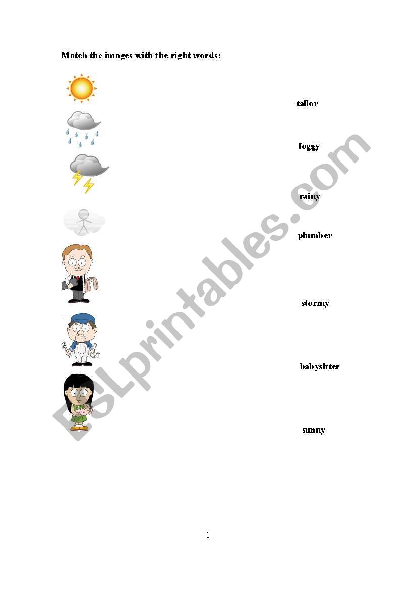 Weather and jobs worksheet