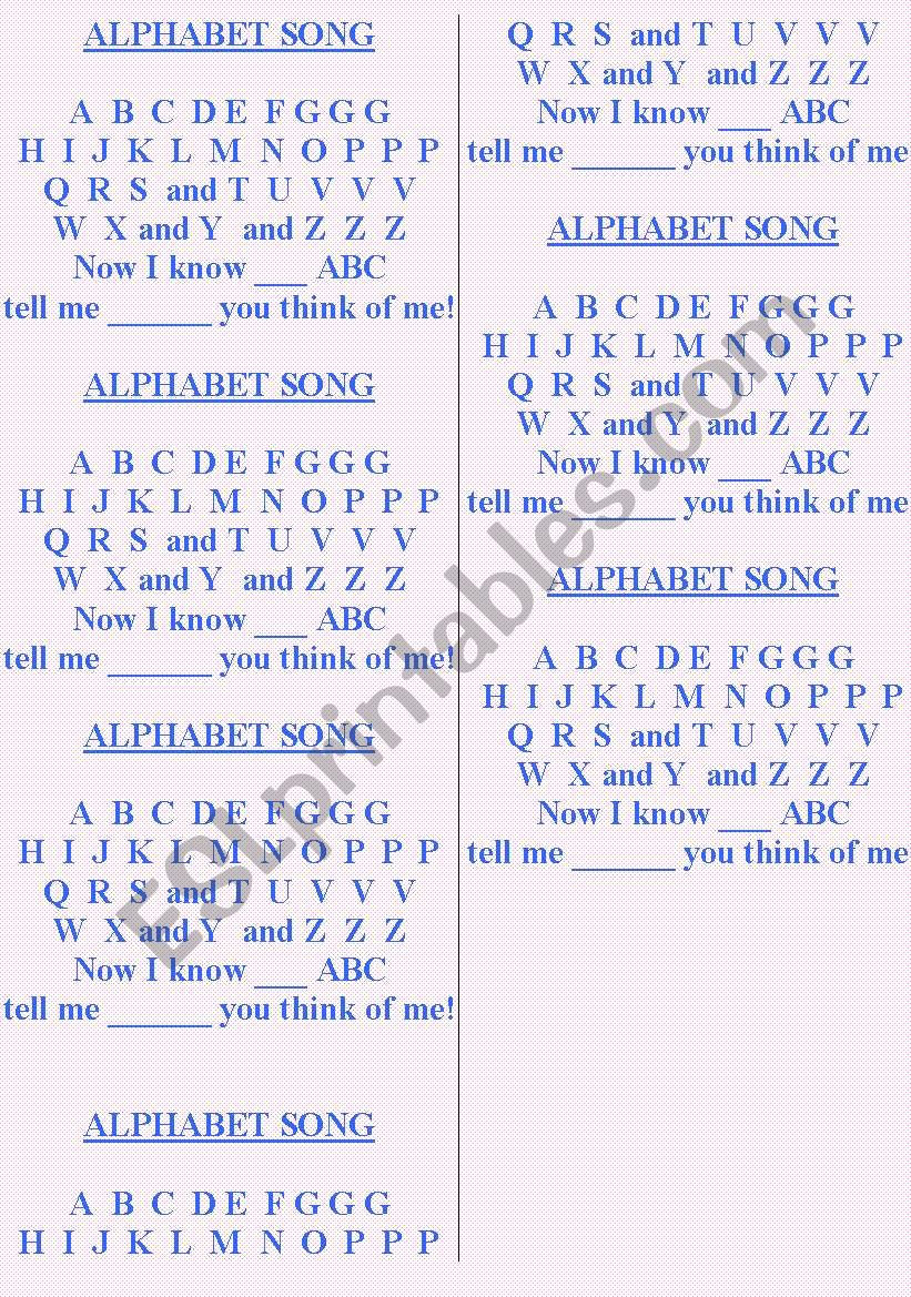 Alphabet song: listen, complete and sing!