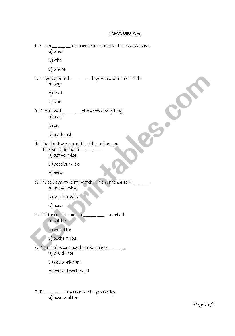 GENERAL ENGLISH worksheet