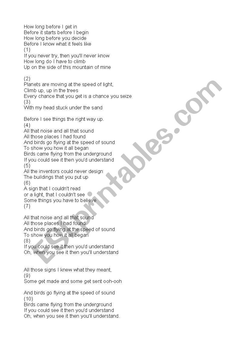 the actual lyrics of 