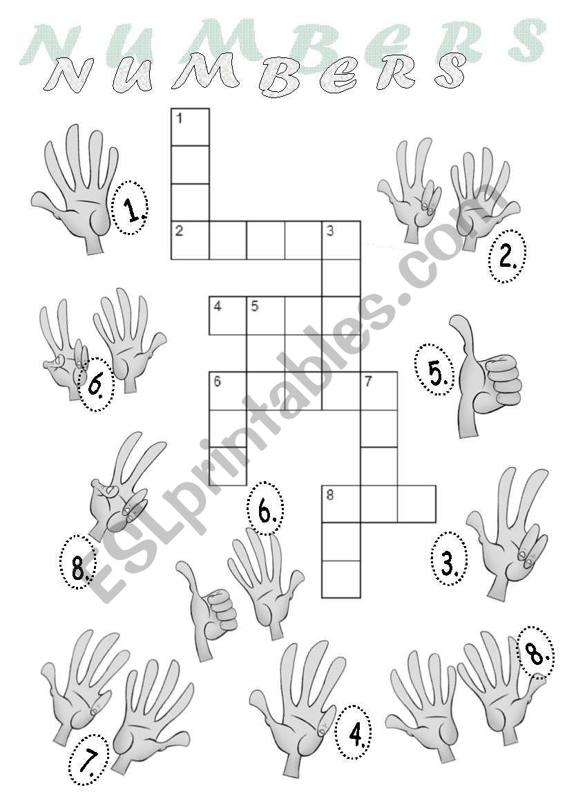 Numbers Crossword Puzzle + key