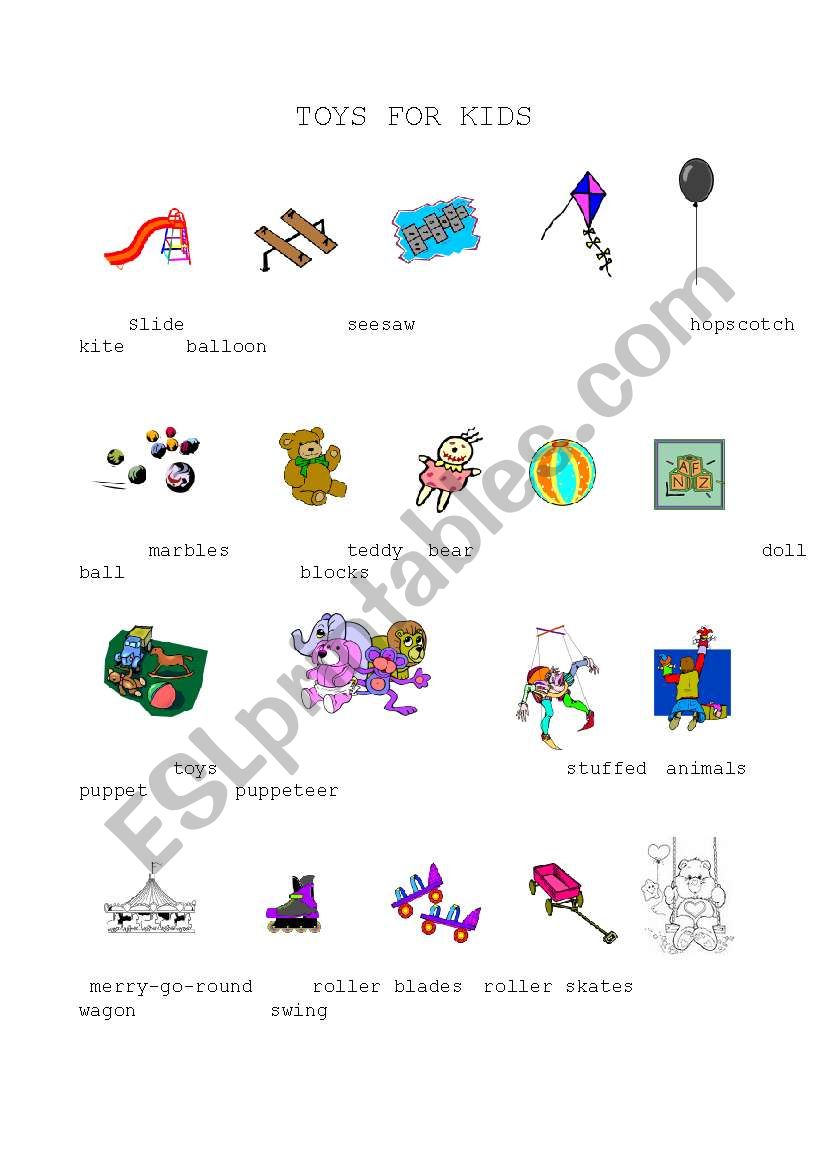 TOYS FOR KIDS worksheet