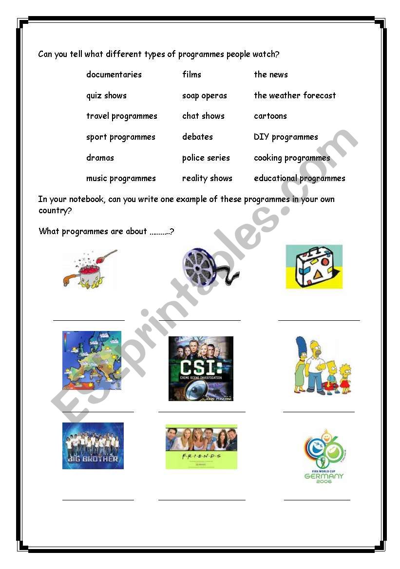 TV HABITS worksheet