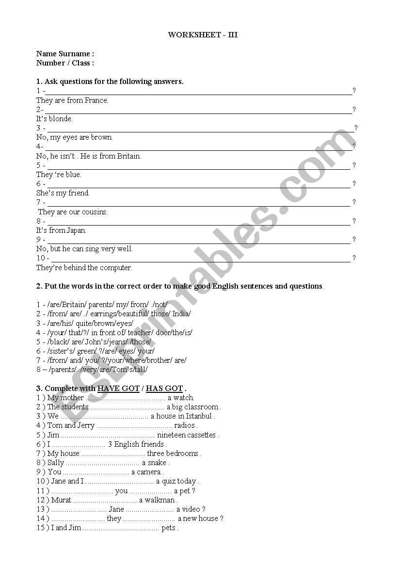 overall elementary revision worksheet
