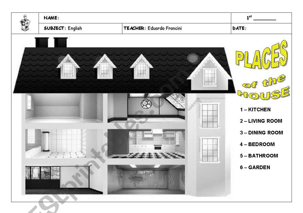 Places of the House worksheet