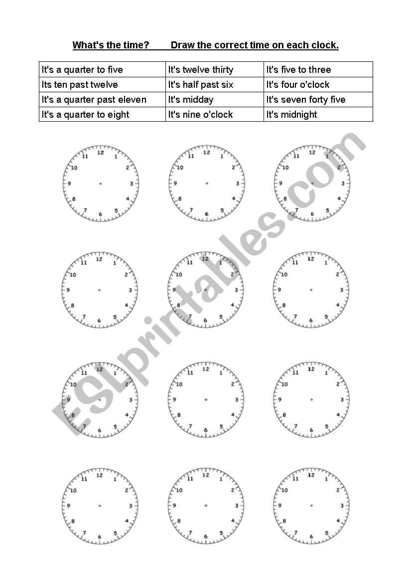 What´s the time? ESL worksheet by roseneilson