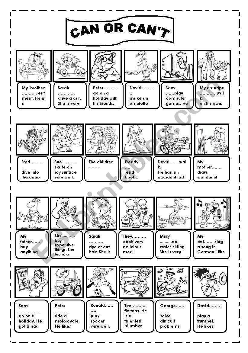 CAN  OR CANÂ´T worksheet
