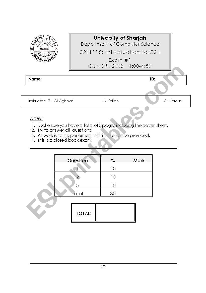 CS worksheet
