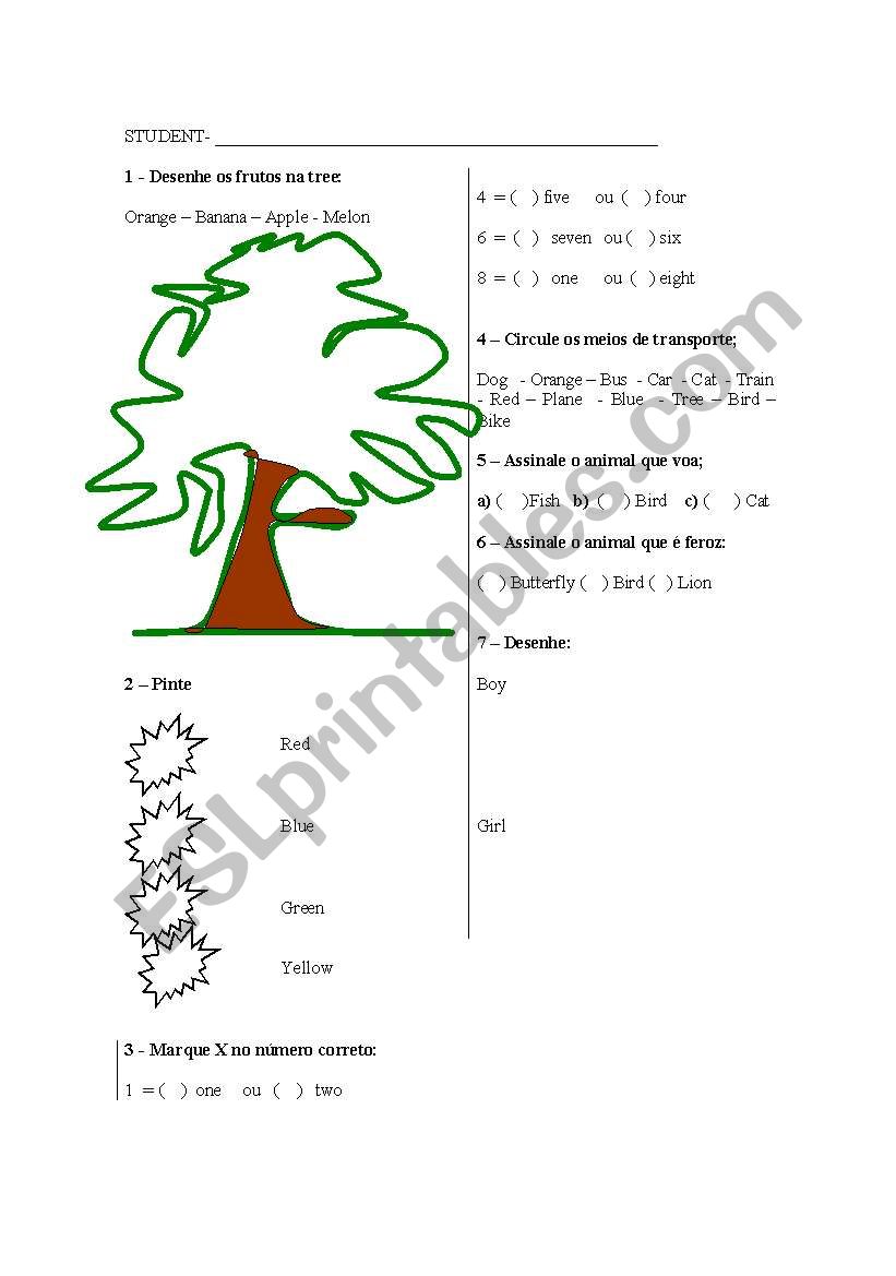 FRUIT AND COLORS worksheet