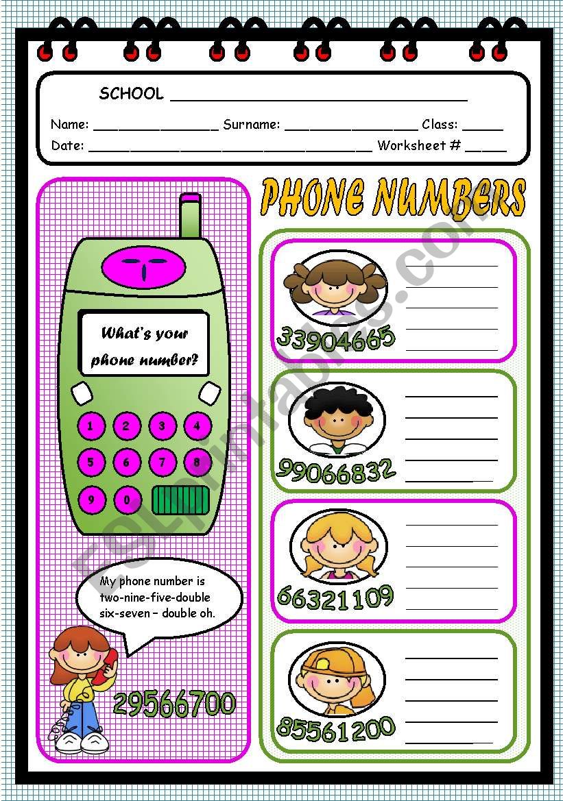 WHATS YOUR PHONE NUMBER? worksheet