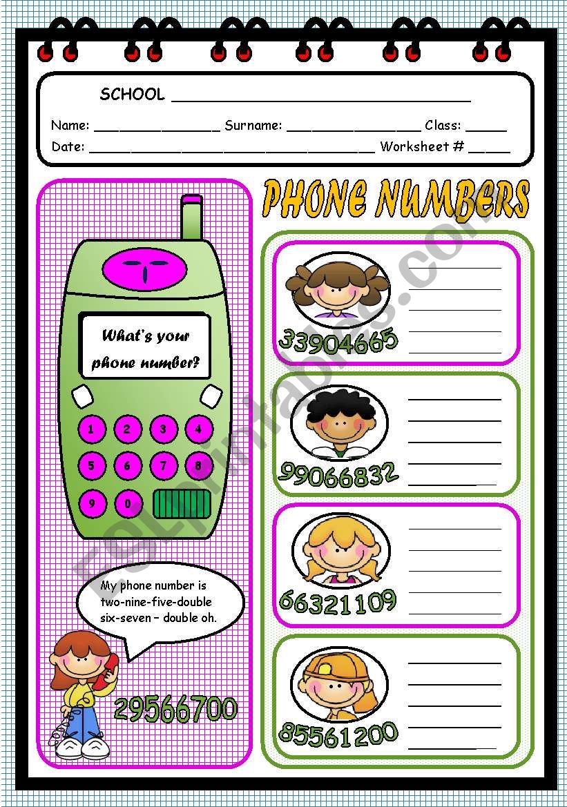 WHATÂ´S YOUR PHONE NUMBER? worksheet