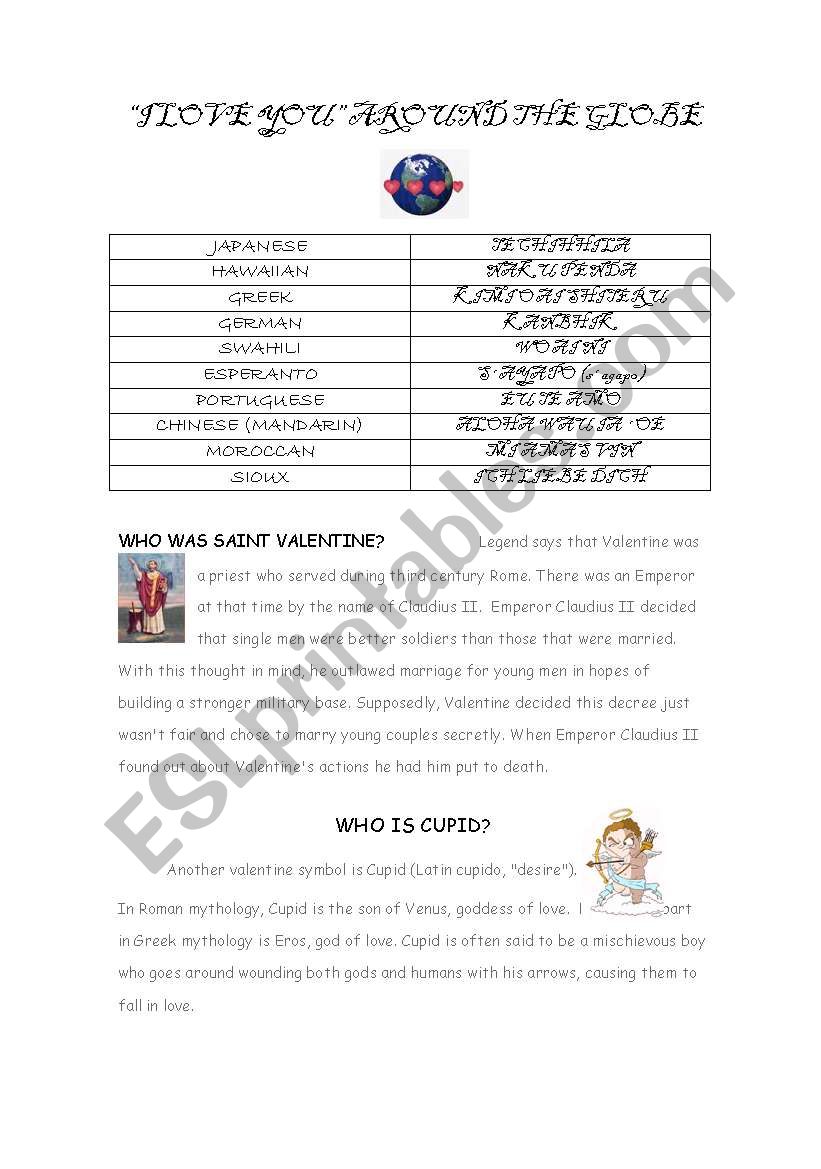 ST. VALENTINES DAY_ reading worksheet