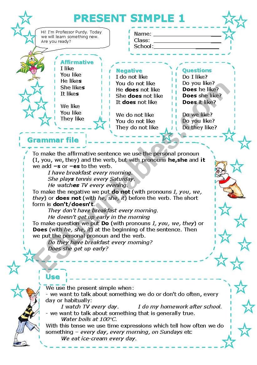 PRESENT SIMPLE 1 worksheet