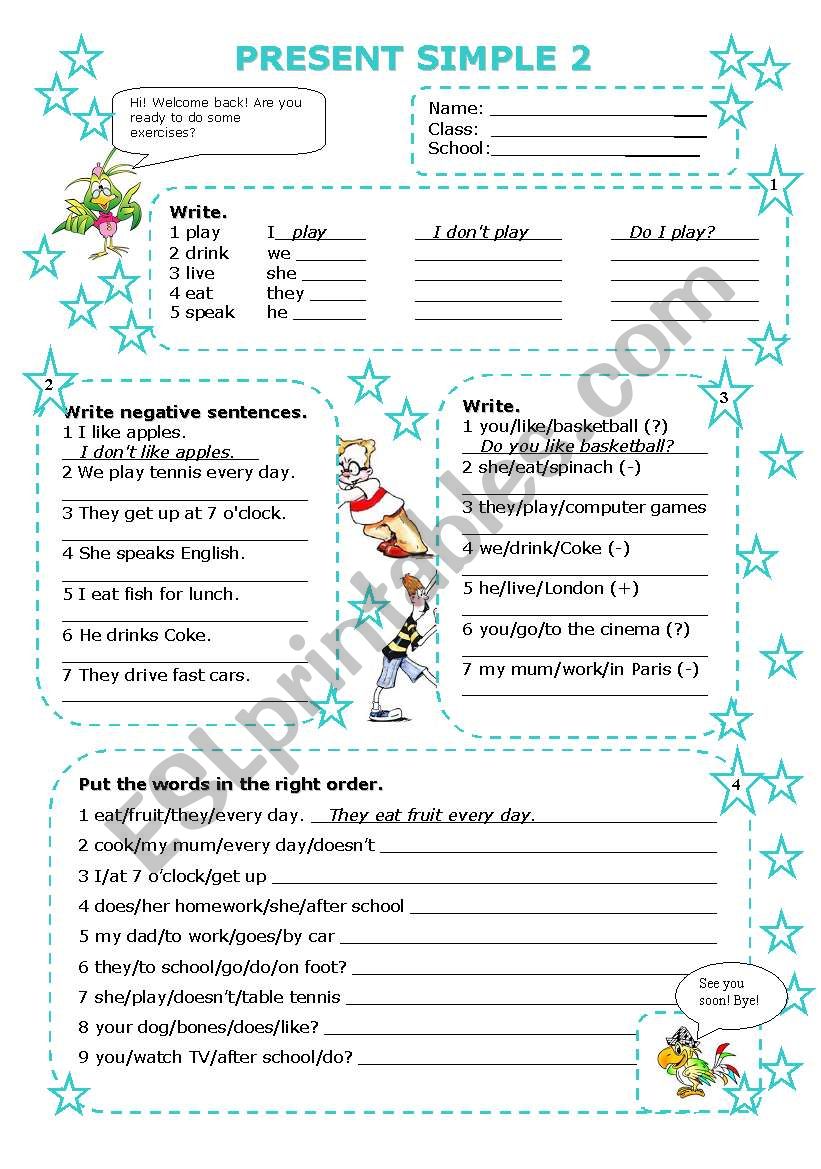 PRESENT SIMPLE 2 worksheet