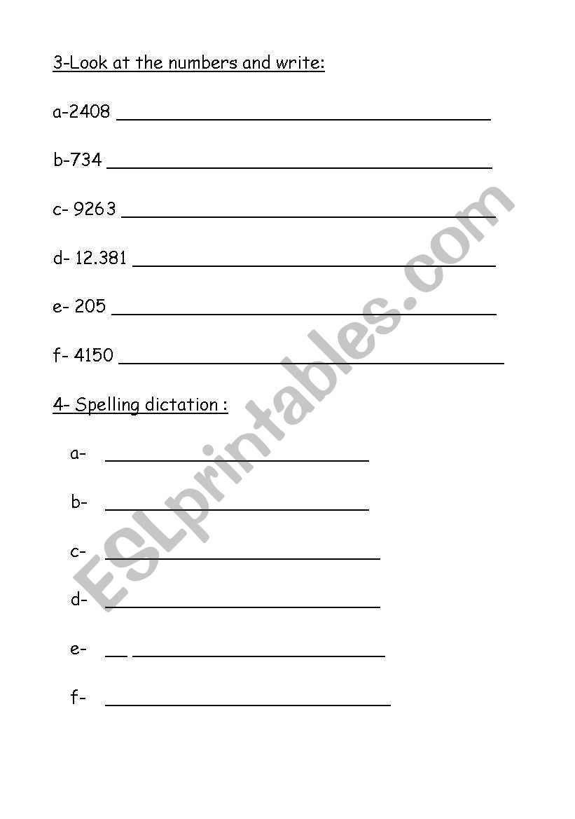 numbers 2 worksheet