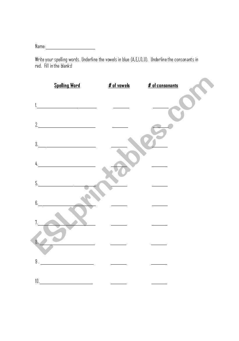 Spelling Practice Worksheet worksheet