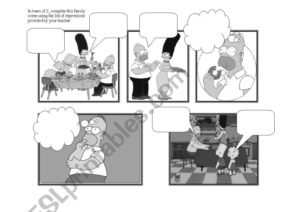 Comic strip In the Kitchen worksheet