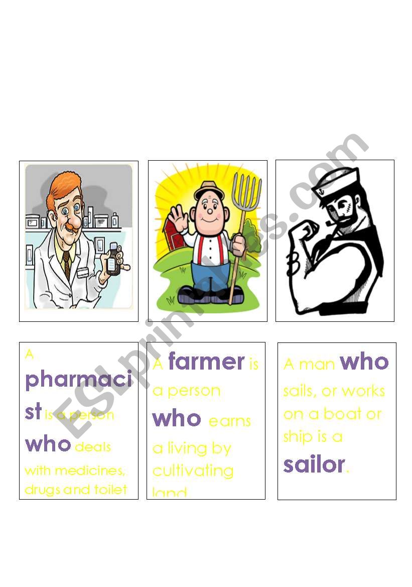 Jobs and Relative Clauses Memory Game 5. 