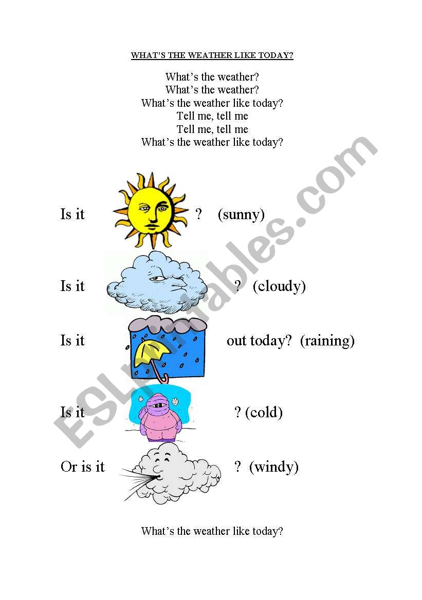 WEATHER SONG worksheet