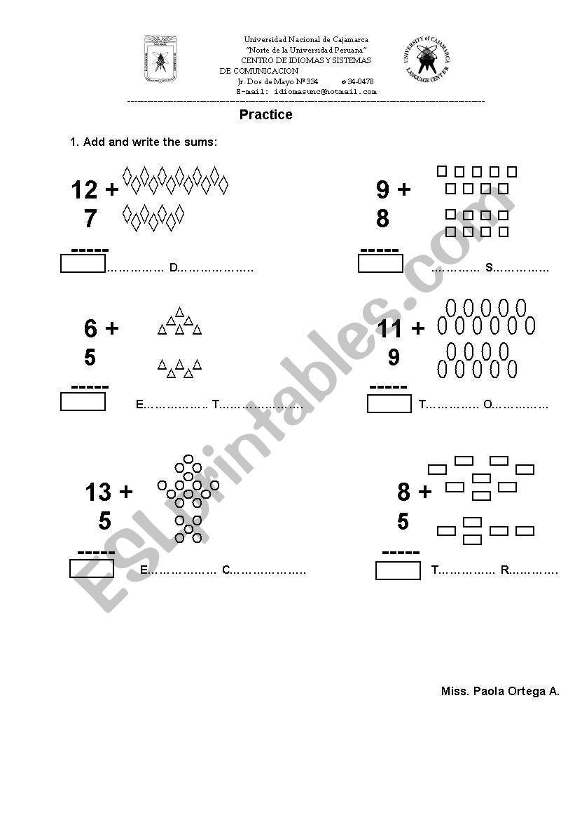 numbers and shapes worksheet