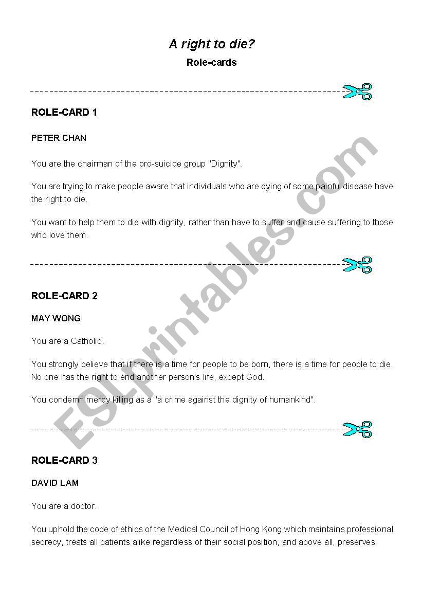 A discussion forum on euthanasia (lesson plan attached)