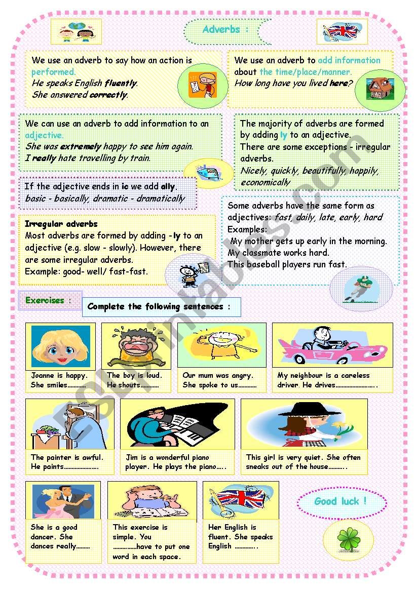 adverbs worksheet