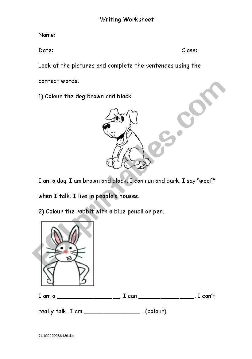 Colouring Animals worksheet