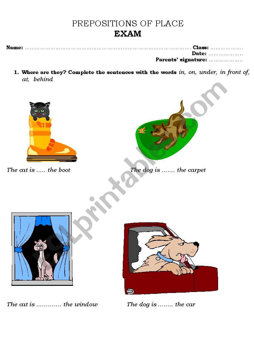 PREPOSITIONS worksheet