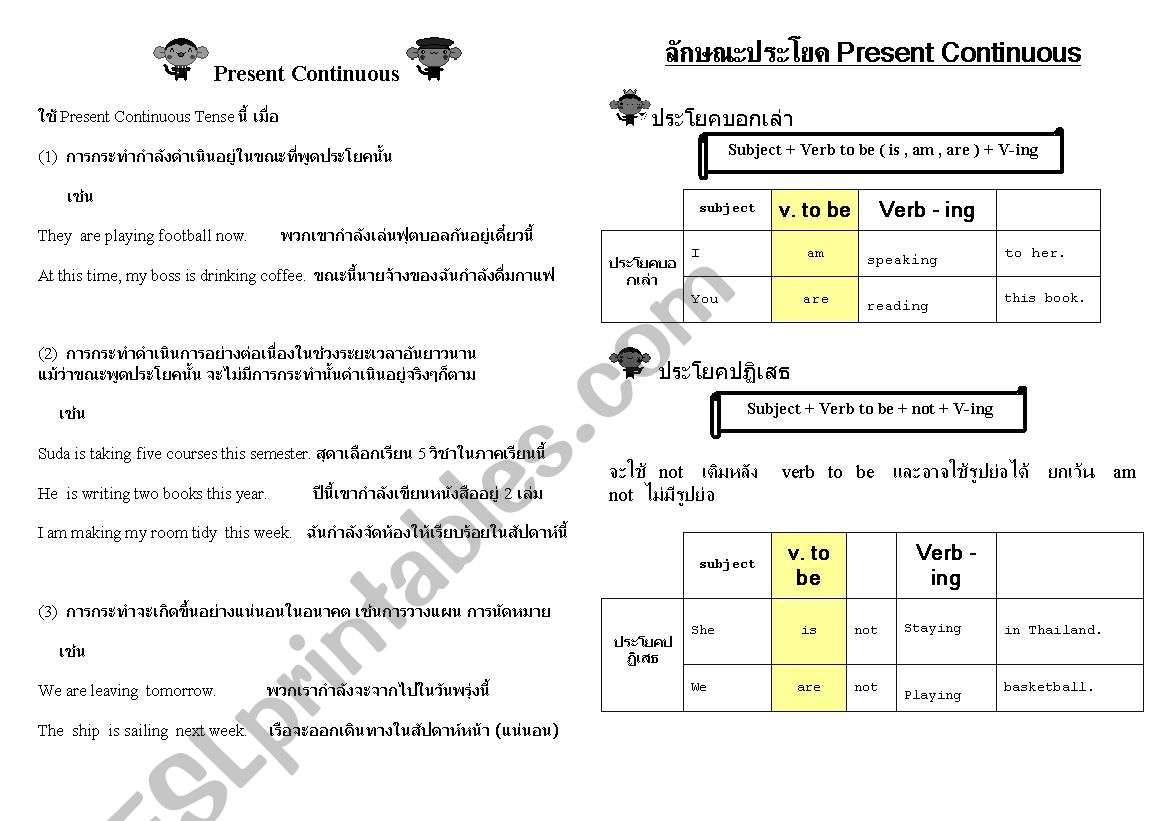 present continous  worksheet