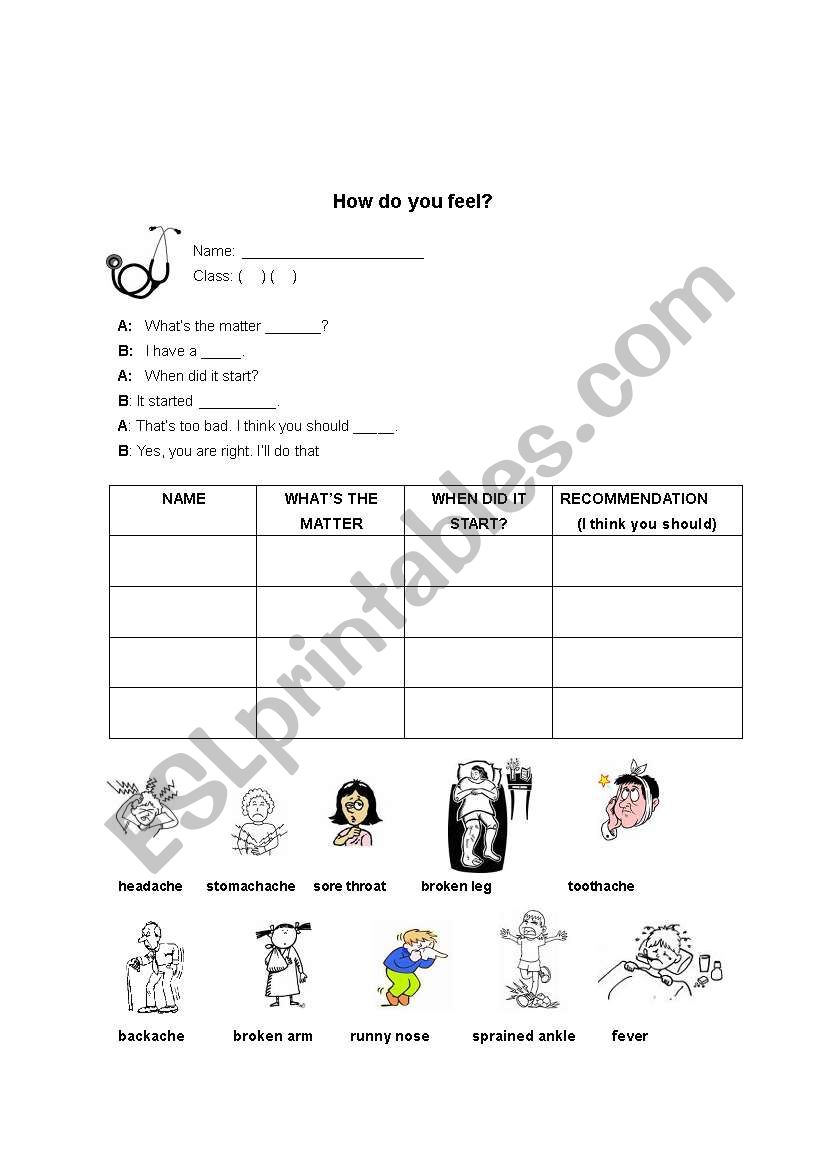 How do you feel?  worksheet