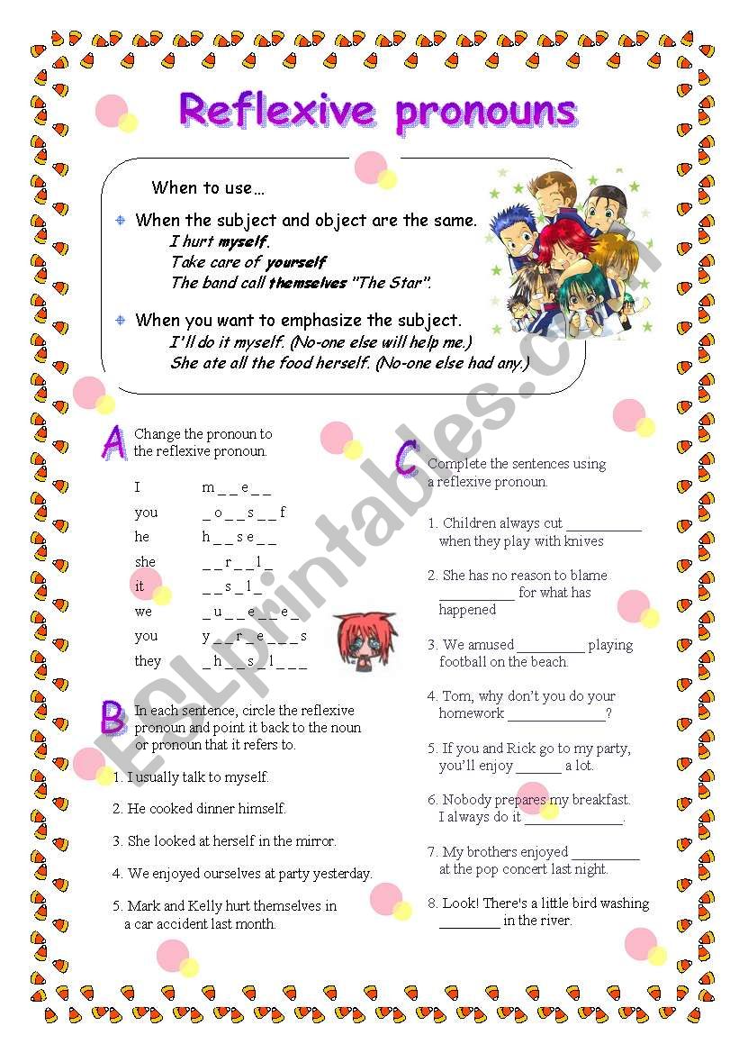 Reflexive pronouns worksheet