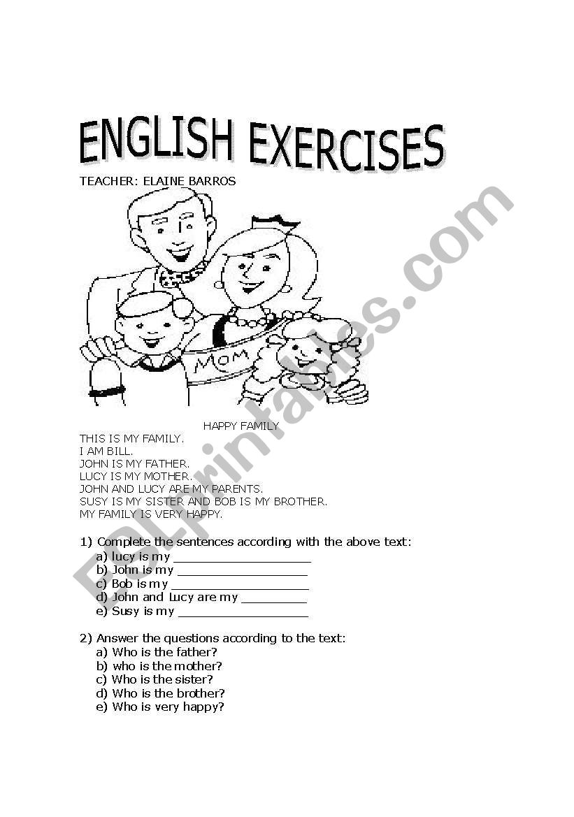 Happy Family worksheet