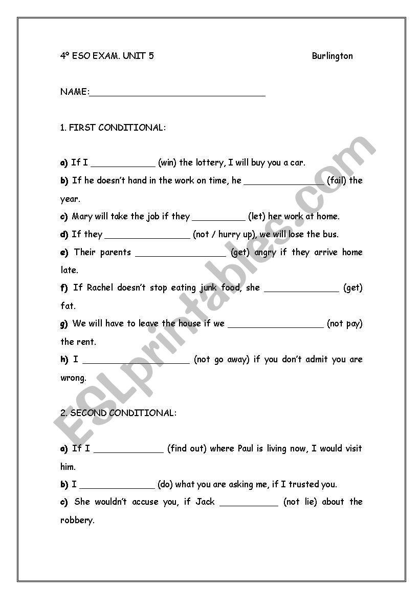 1st and 2nd Conditional worksheet