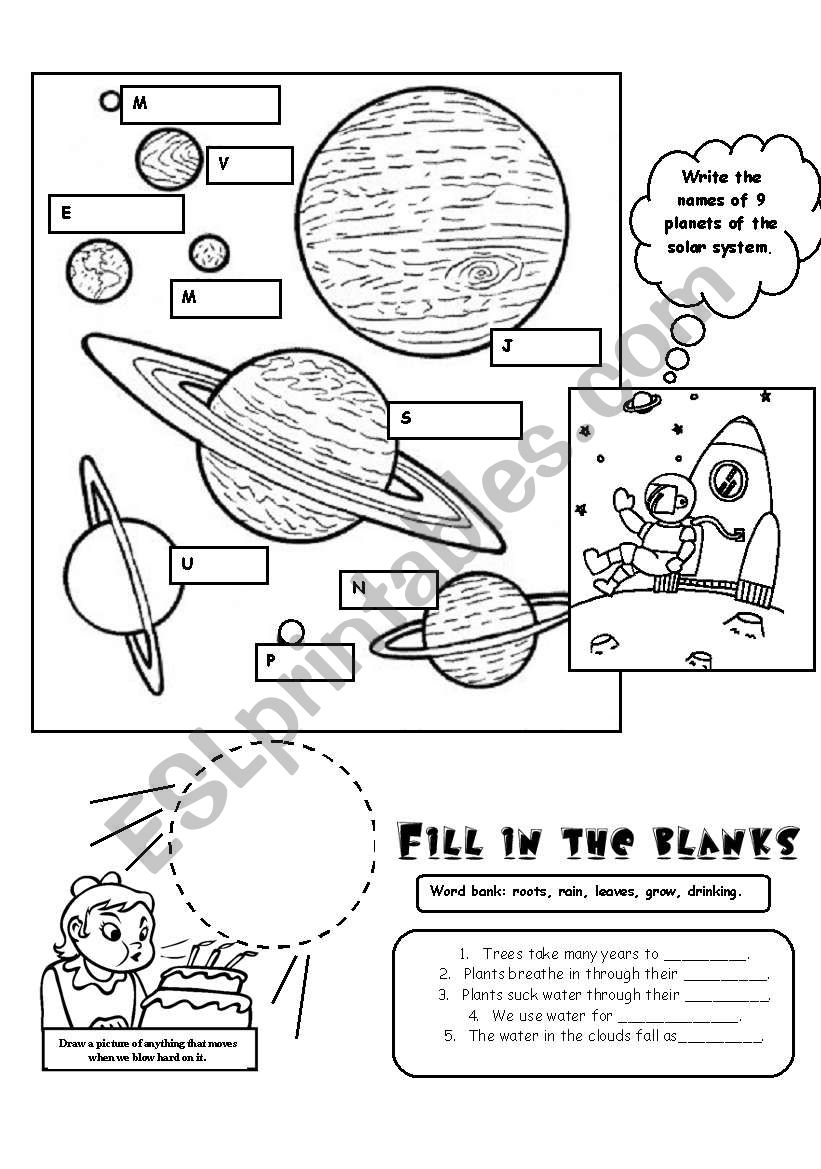 solar system worksheet